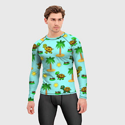 Рашгард мужской Черепашки и пальмы, цвет: 3D-принт — фото 2