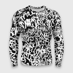 Рашгард мужской Graffiti white on black, цвет: 3D-принт