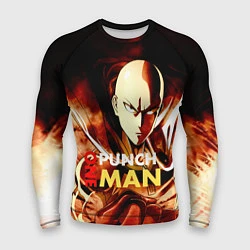 Рашгард мужской Огненный Сайтама One Punch-Man, цвет: 3D-принт