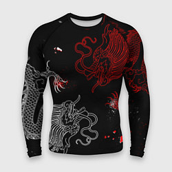 Рашгард мужской Китайский дракон Красно - Белый, цвет: 3D-принт