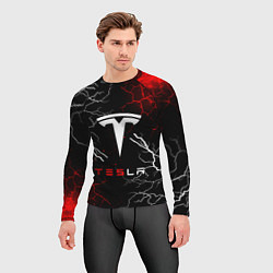 Рашгард мужской Tesla Трещины с молниями, цвет: 3D-принт — фото 2