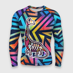 Рашгард мужской Разноцветный скелет динозавра, цвет: 3D-принт