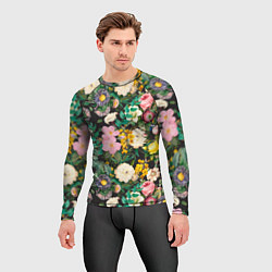Рашгард мужской Паттерн из летних цветов Summer Flowers Pattern, цвет: 3D-принт — фото 2