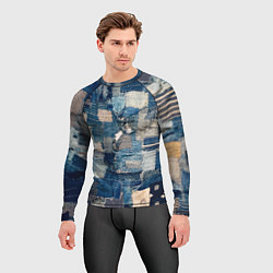 Рашгард мужской Patchwork Jeans Осень Зима 2023, цвет: 3D-принт — фото 2