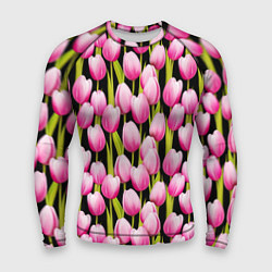 Рашгард мужской Цветы Розовые Тюльпаны, цвет: 3D-принт
