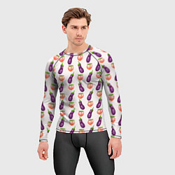 Рашгард мужской Баклажаны и персики паттерн, цвет: 3D-принт — фото 2