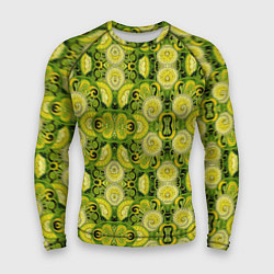 Рашгард мужской Зеленые узоры: волны абстракции, цвет: 3D-принт