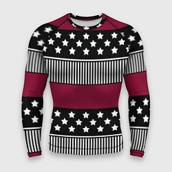 Рашгард мужской Burgundy black striped pattern, цвет: 3D-принт