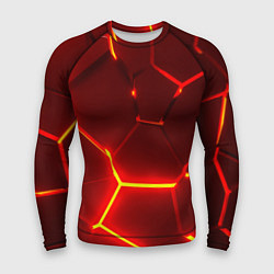 Рашгард мужской Красные неоновые геометрические плиты, цвет: 3D-принт