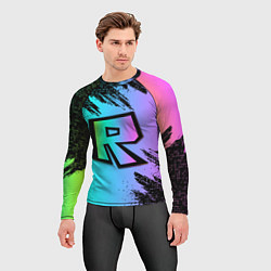 Рашгард мужской Roblox neon logo, цвет: 3D-принт — фото 2