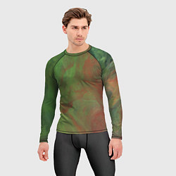 Рашгард мужской Зелёные и красные волны красок, цвет: 3D-принт — фото 2