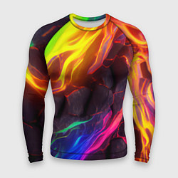 Рашгард мужской Neon rainbow lava, цвет: 3D-принт