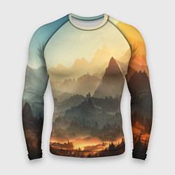 Мужской рашгард Рассвет в горах, пейзаж