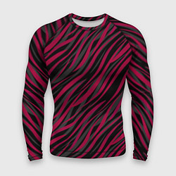 Рашгард мужской Модный полосатый красно- черный узор Зебра, цвет: 3D-принт