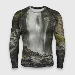 Рашгард мужской Водопад между скал, цвет: 3D-принт