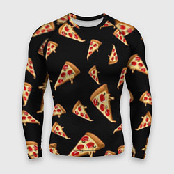 Рашгард мужской Куски пиццы на черном фоне, цвет: 3D-принт
