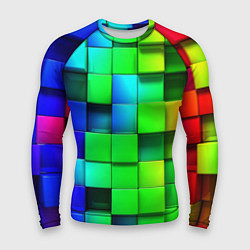 Рашгард мужской Цветные неоновые кубы, цвет: 3D-принт