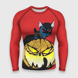 Рашгард мужской Halloween - тыква и кот, цвет: 3D-принт