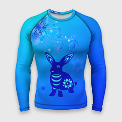 Рашгард мужской Синий кролик и снежинки, цвет: 3D-принт