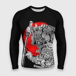 Рашгард мужской Самурай с мечом на черном фоне, цвет: 3D-принт