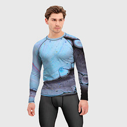 Рашгард мужской Синий и тёмный песок и краски, цвет: 3D-принт — фото 2