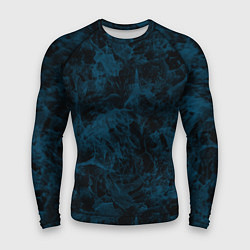 Рашгард мужской Синий и черный мраморный узор, цвет: 3D-принт