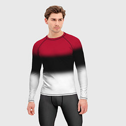 Рашгард мужской Размытый полосатый узор черный красный белый, цвет: 3D-принт — фото 2