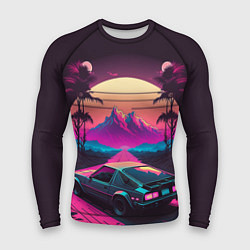 Рашгард мужской Synthwave car and mountains, цвет: 3D-принт