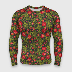 Мужской рашгард Русские цветочные узоры