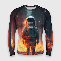 Рашгард мужской Космонавт в горящем лесу, цвет: 3D-принт