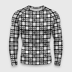 Рашгард мужской Черно-белый геометрический мелкий узор, цвет: 3D-принт