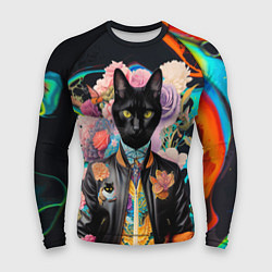Мужской рашгард Модный чёрный кот - нейросеть - мода