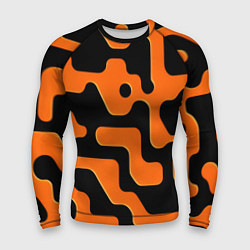 Рашгард мужской Черно-оранжевый абстрактный лабиринт, цвет: 3D-принт
