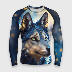 Рашгард мужской Волк на синем фоне, цвет: 3D-принт