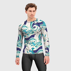 Рашгард мужской Волны - паттерн - мода, цвет: 3D-принт — фото 2