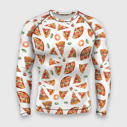 Рашгард мужской Кусочки пиццы - паттерн на белом, цвет: 3D-принт