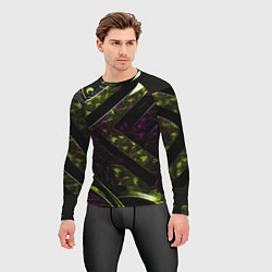 Рашгард мужской Темные фиолетовые и зеленые вставки, цвет: 3D-принт — фото 2