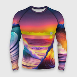 Рашгард мужской Волны на закате, цвет: 3D-принт