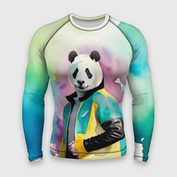 Рашгард мужской Прикольный панда в модной куртке, цвет: 3D-принт
