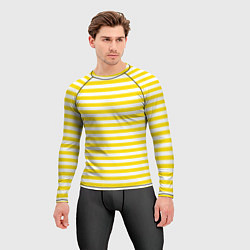 Рашгард мужской Светло-желтые полосы, цвет: 3D-принт — фото 2