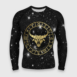 Мужской рашгард Телец золотой на звездном небе