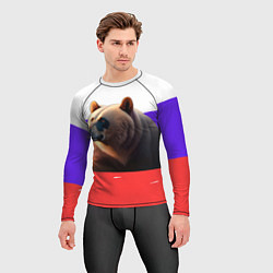 Рашгард мужской Медведь на флаге России, цвет: 3D-принт — фото 2