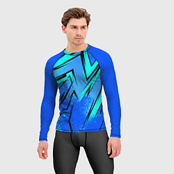 Рашгард мужской Sport uniform - синие брызки, цвет: 3D-принт — фото 2