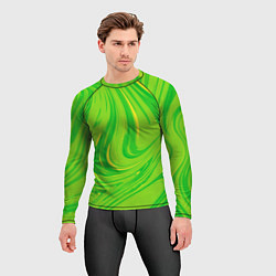 Рашгард мужской Насыщенный зеленый абстракция, цвет: 3D-принт — фото 2