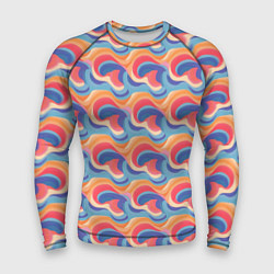 Рашгард мужской Абстрактные волны яркие цвета, цвет: 3D-принт