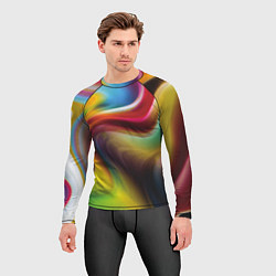 Рашгард мужской Rainbow waves, цвет: 3D-принт — фото 2