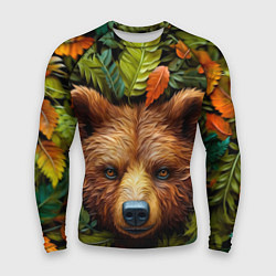 Рашгард мужской Медведь в листьях, цвет: 3D-принт