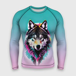 Рашгард мужской Волчья морда - поп-арт, цвет: 3D-принт