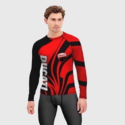 Рашгард мужской Ducati - red stripes, цвет: 3D-принт — фото 2