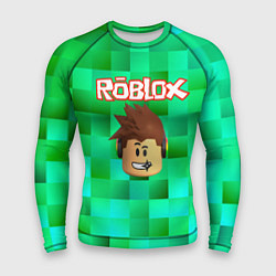 Рашгард мужской Roblox head на пиксельном фоне, цвет: 3D-принт